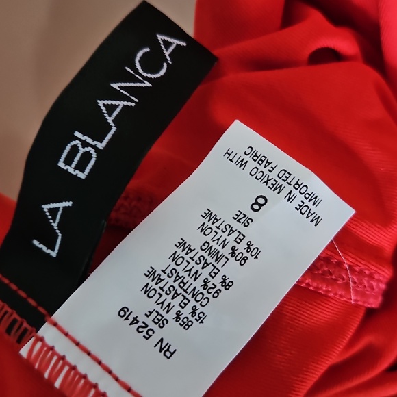 LA BLANCA  RED SWIMSUIT ONE PIECE WOMAN SIZE 8 - Picture 10 of 12